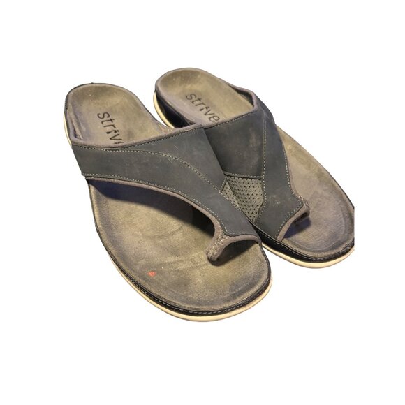 Strive Womens Orthotic Sandals Size 8 Navy Blue Arch Support Comfort Toe Loop - Picture 1 of 6